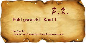 Peklyanszki Kamil névjegykártya